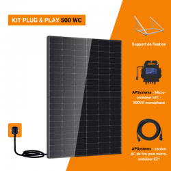 Kit Solaire Plug & Play 500 Wc avec 1 panneau photovoltaïque + micro-onduleur APsystems