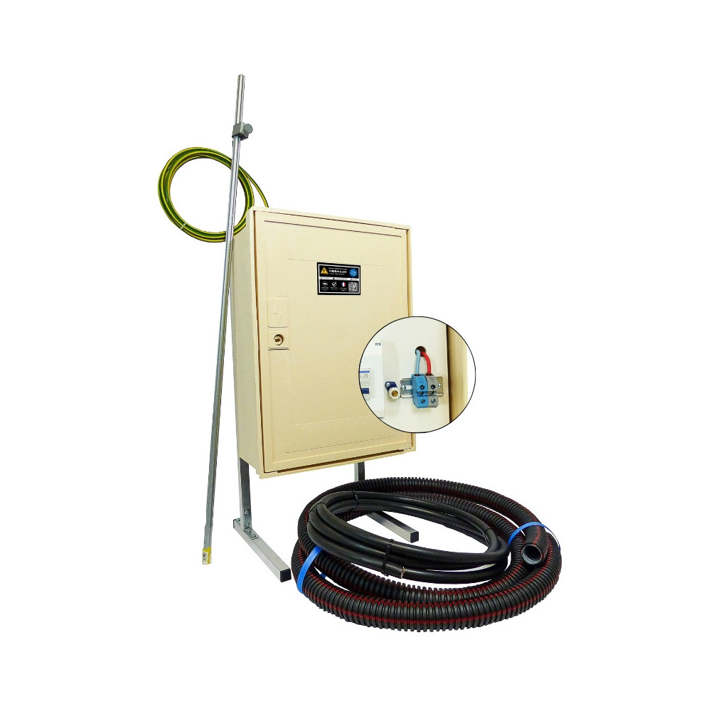 Coffret de chantier complet monophasé 12 kVA avec bornier IP2X pour raccordement sol