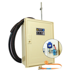 Coffret de chantier monophasé 3/6/9 kVA avec bornier et prise pour raccordement sur poteau EDF