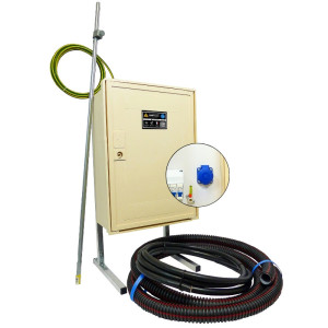 Coffret de chantier complet monophasé 3/6/9 kVA avec prise pour raccordement sol