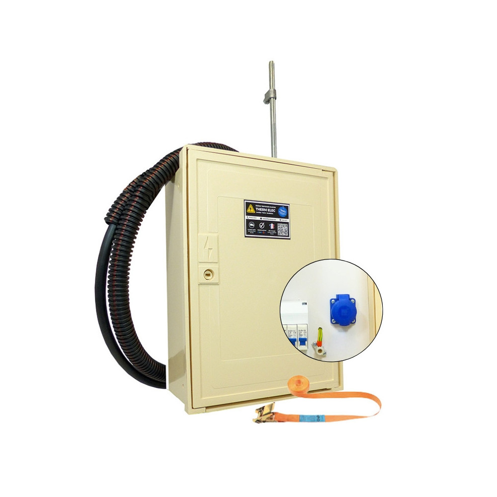 Coffret de chantier monophase 3/6/9 kVA complet pour raccordement electrique provisoire