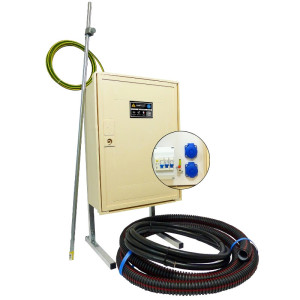 Coffret de chantier monophasé 12 kW complet pour raccordement électrique temporaire sol