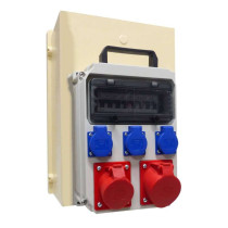 Coffret prises alimentation triphasé 400v avec 1 prise 32A et 16A