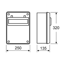 Schéma coffret modulaire étanche 16 modules IP54