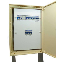 Coffret de chantier avec prises 32A et 16A en 400v, 4 prises 16A 230v et 2 départs base vie