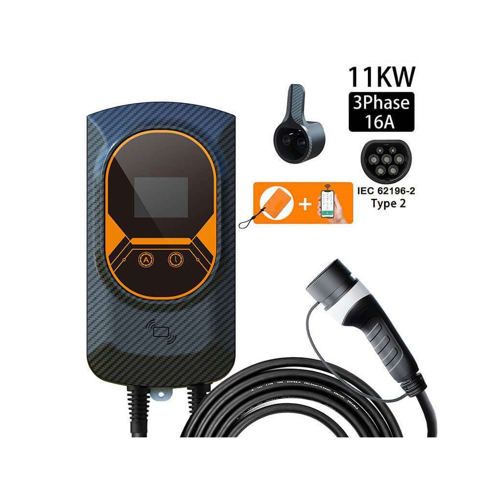 Borne de recharge connectée triphasé 11 KW - Mode 3 - Prise type 2 ...