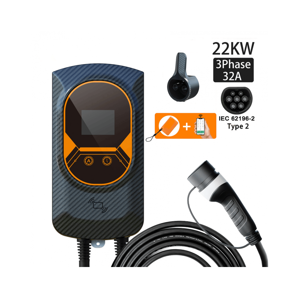 Borne de recharge connectée triphasé 22 KW - Mode 3 - Prise type 2 ...