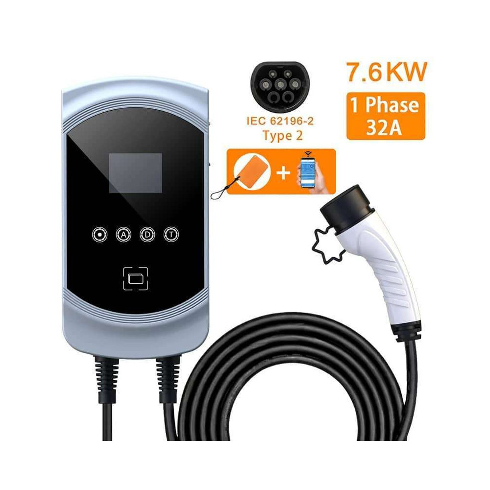 Borne de recharge connectée monophasé 7,6 KW - Mode 3 - Prise type 2