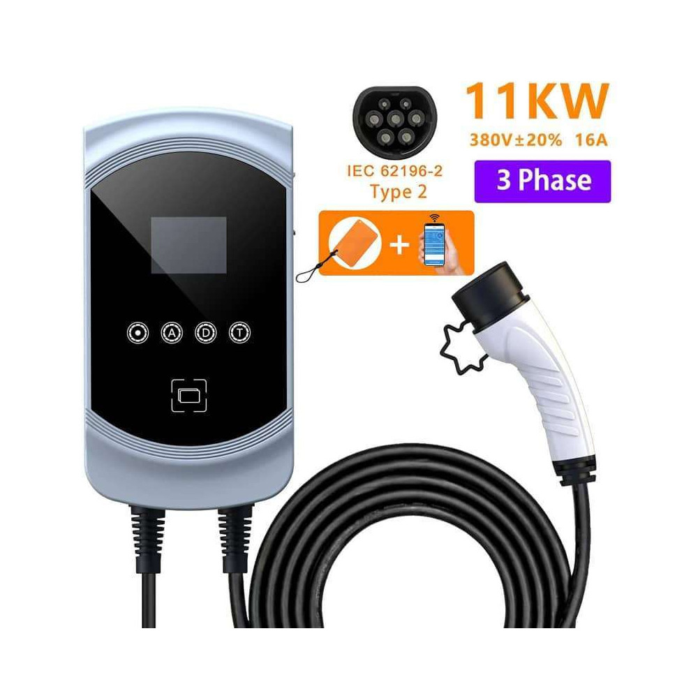 Borne de recharge connectée triphasé 11 KW - Mode 3 - Prise type 2