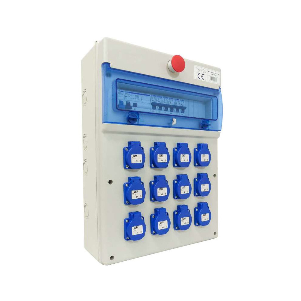 Coffret de distribution triphasé 400v avec 12 prises 16A Coffret de distribution triphasé 400v avec 12 prises 16A