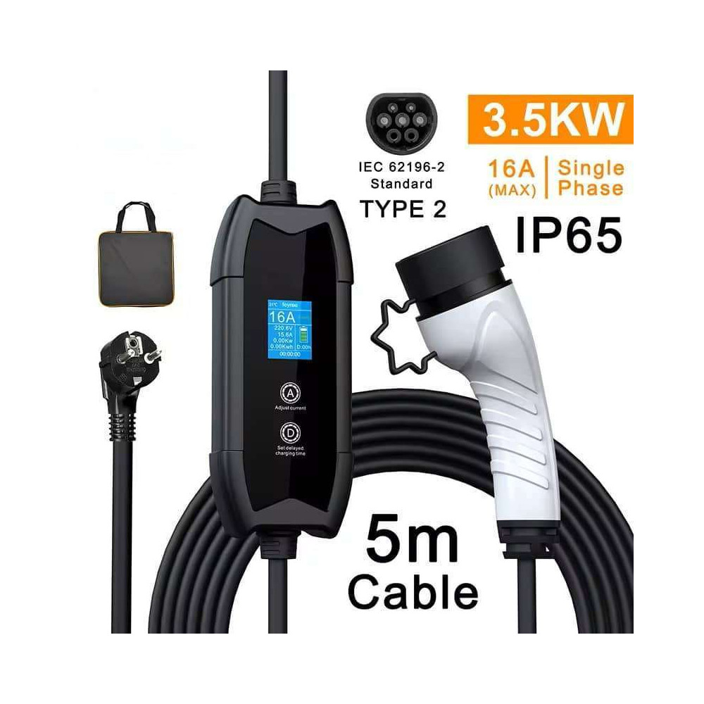 Chargeur Portable 16A 3,5 KW Type 2 pour vehicule electrique