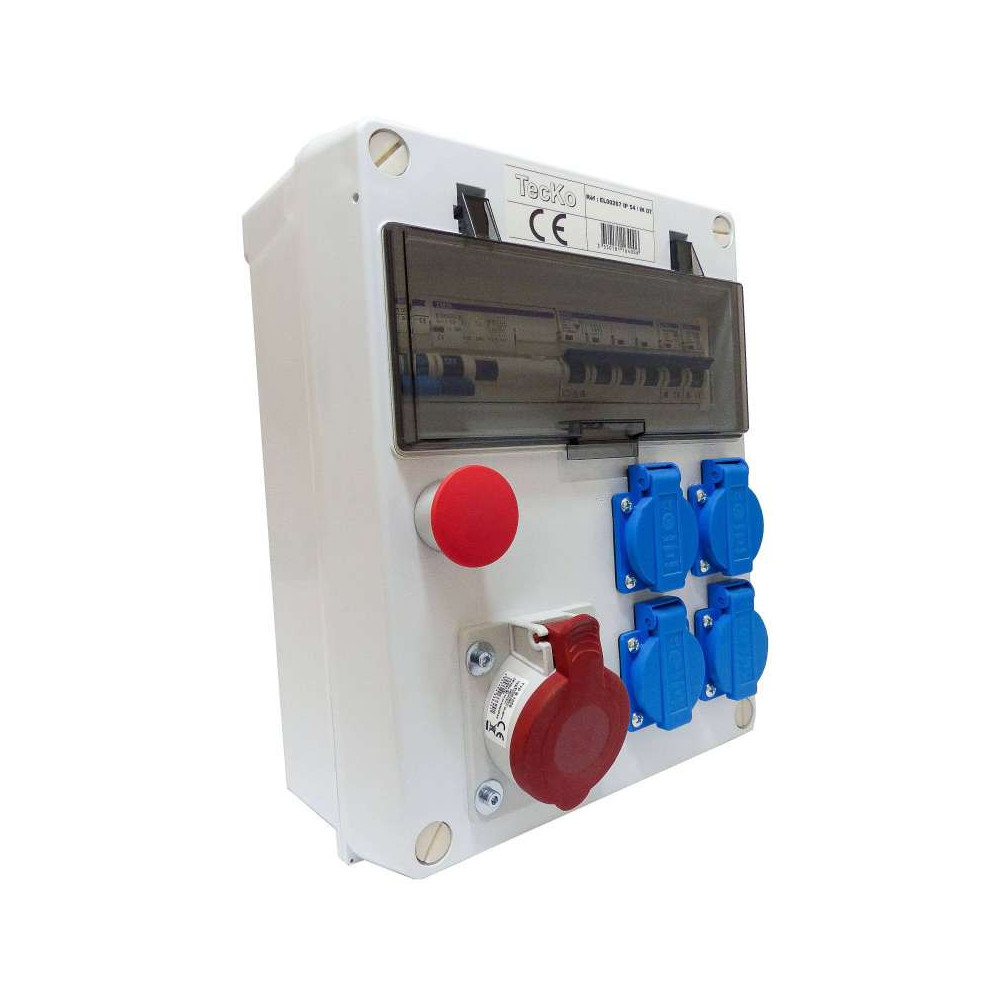 Coffret de distribution triphasé 400v avec prise 16A Coffret de distribution triphasé 400v avec prise 16A