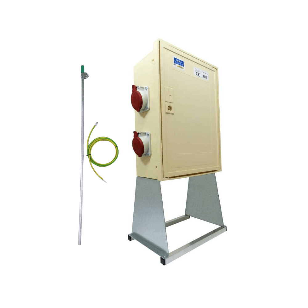 Coffret S20 triphasé 400v avec prise 63A pour alimentation base vie chantier Coffret S20 triphasé 400v avec prise 63A pour alimentation base vie chantier