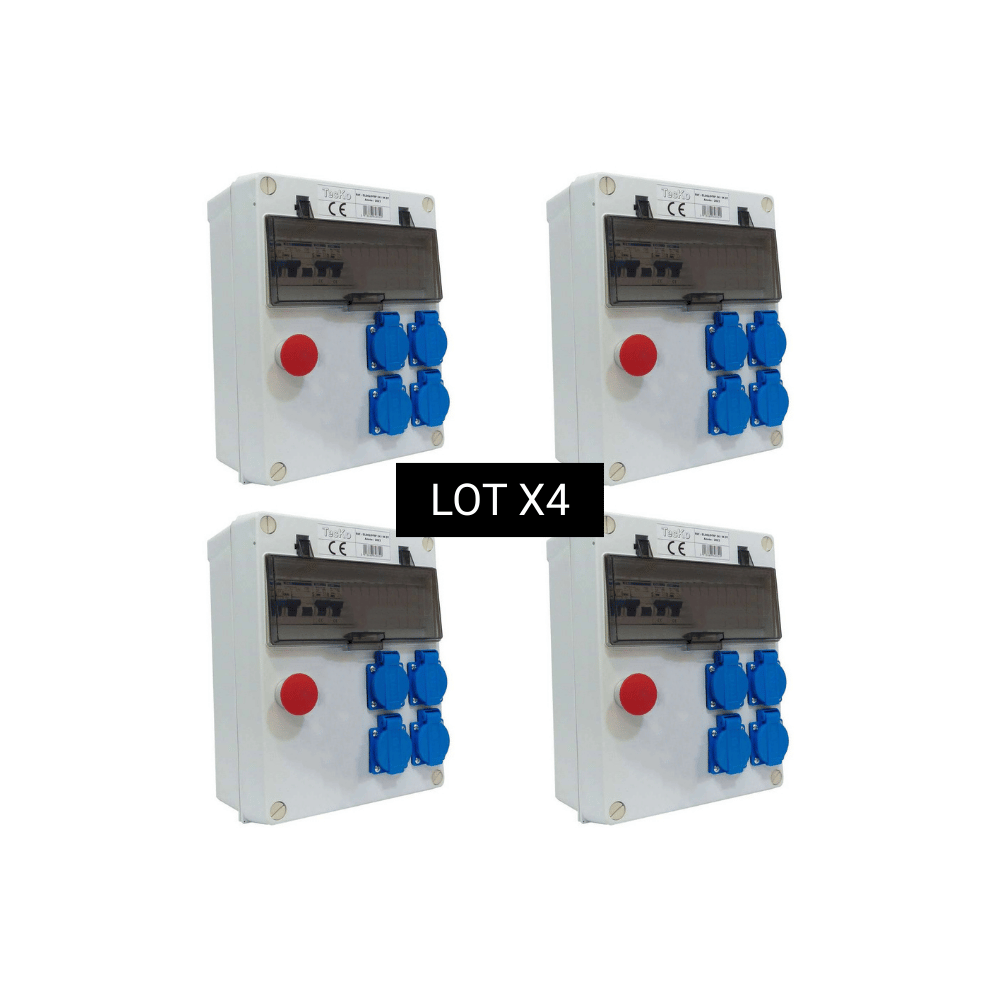 Lot de 4 coffrets de distribution ABS 230v 4 prises 16A