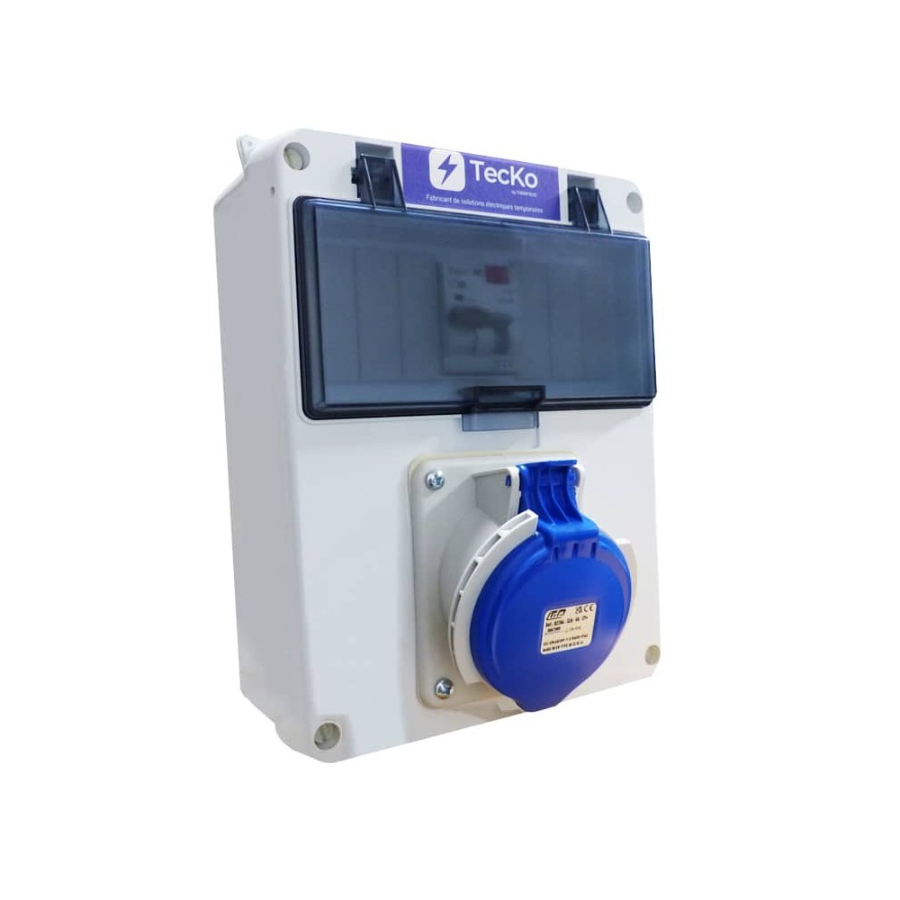 Coffret avec protections et prise 7 kW 32A monophasé
