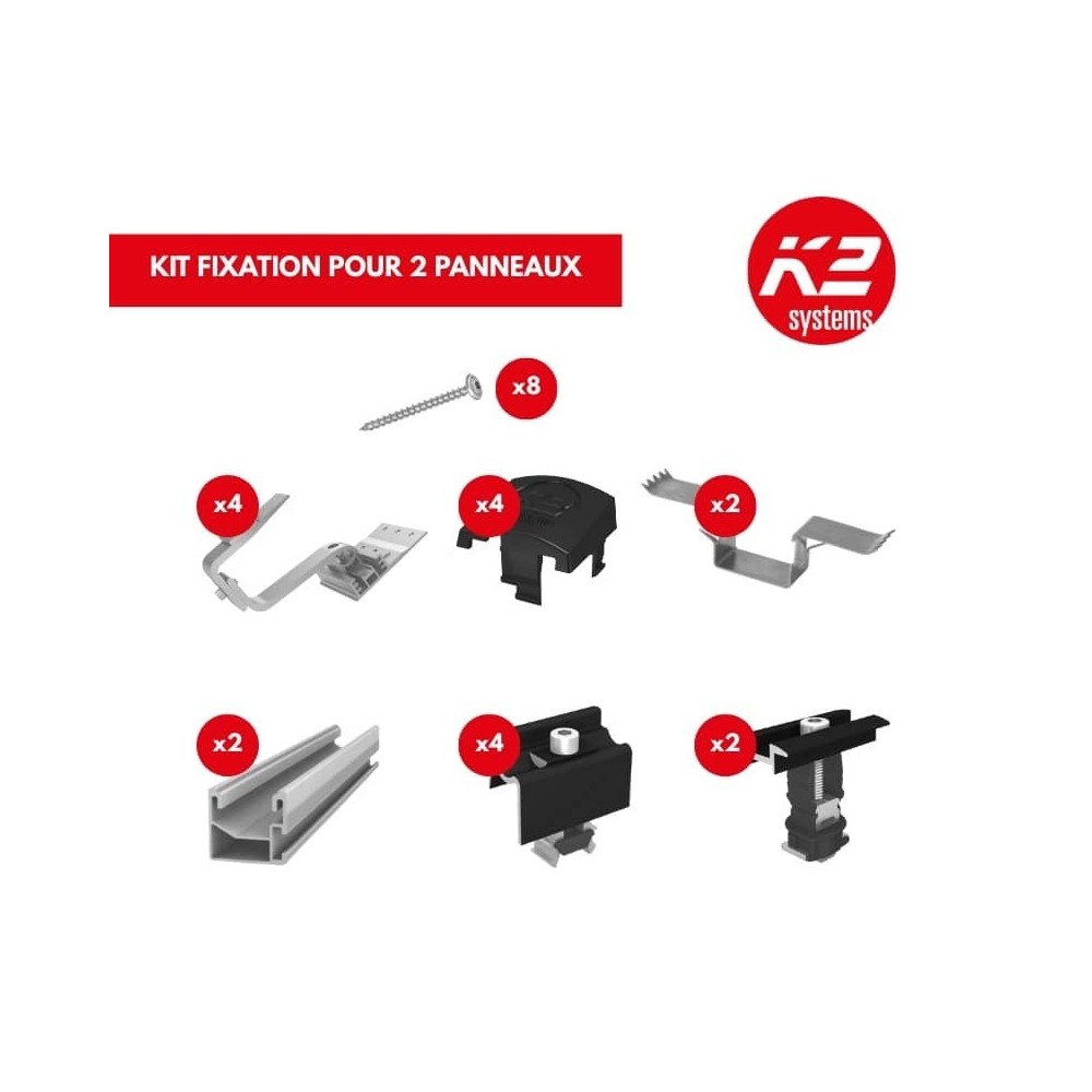 Kit fixation K2 Systems 2 panneaux portrait