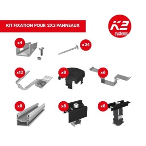 Kit fixation K2 2×3 panneaux sur tuiles