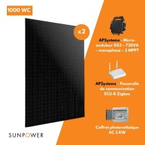 Kit 1000W autoconsommation 2 PV SUNPOWER BIFACIAL - APSystems