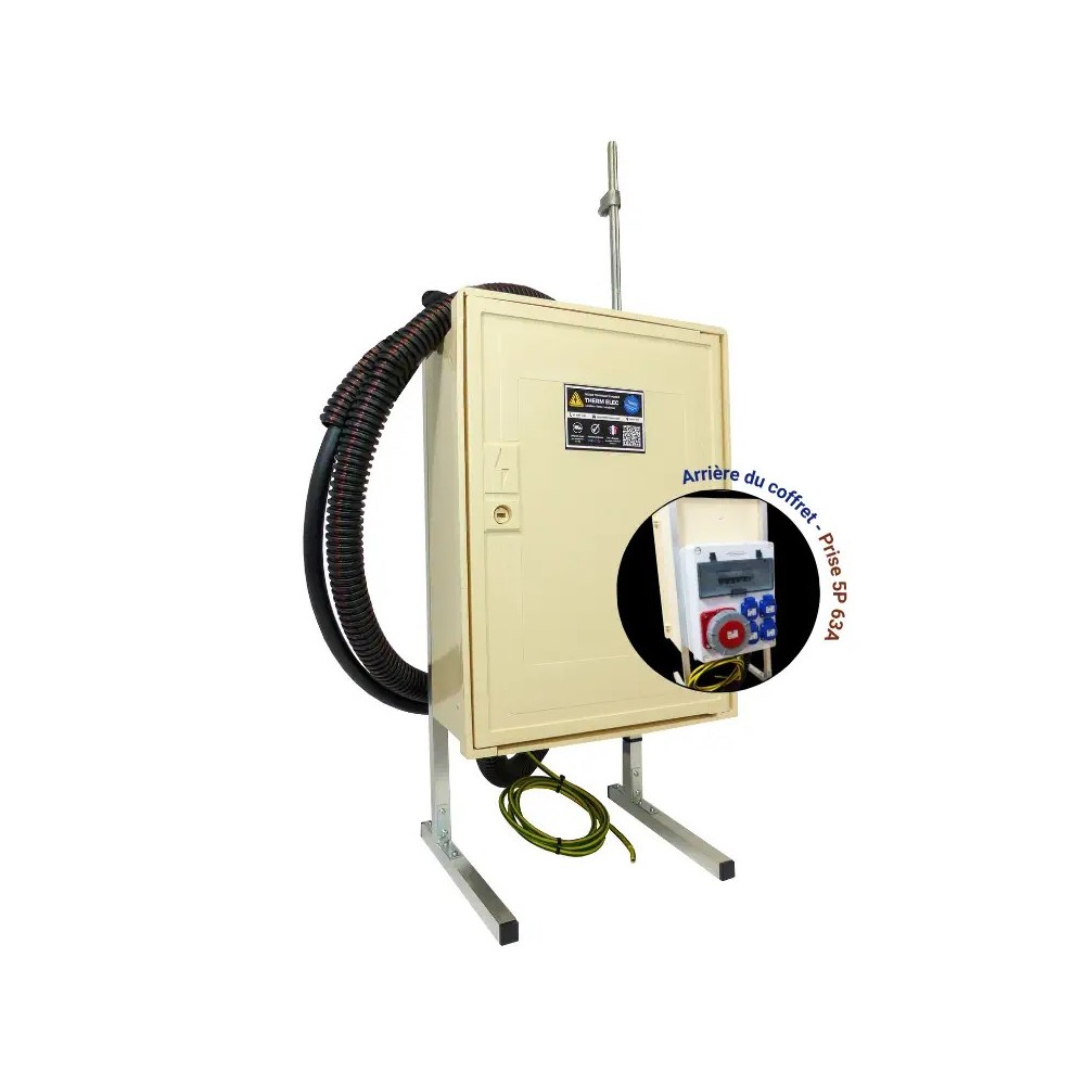 Coffret de chantier triphasé 18/36 kW avec prise 63A pour branchement souterrain ou aérien