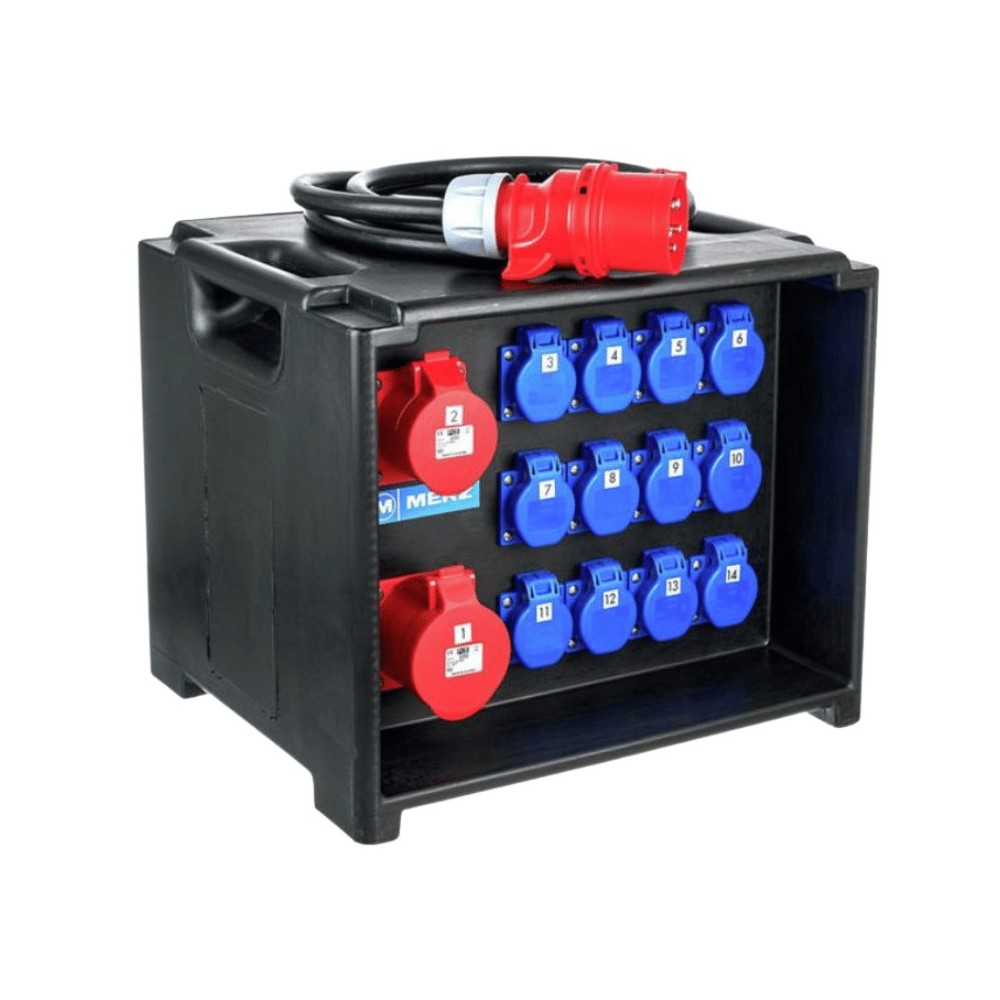 Coffret électrique événementiel triphasé 400v avec prise 32A