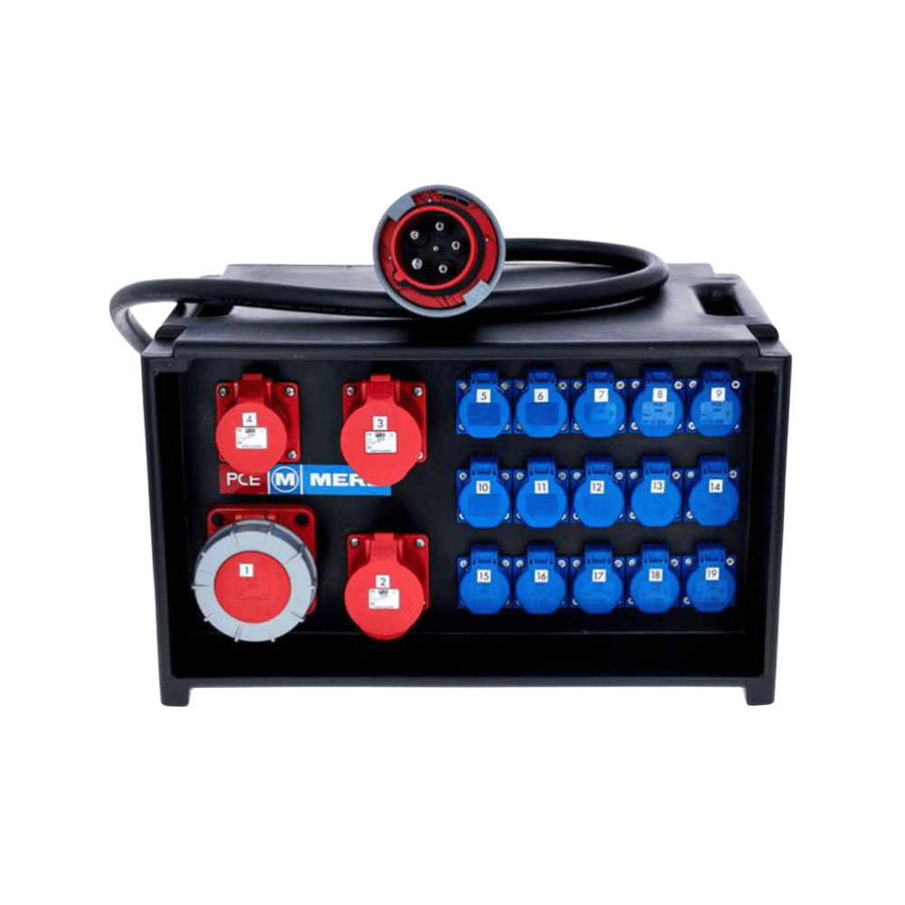 Coffret électrique événementiel triphasé 400v avec prises 63A et 32A